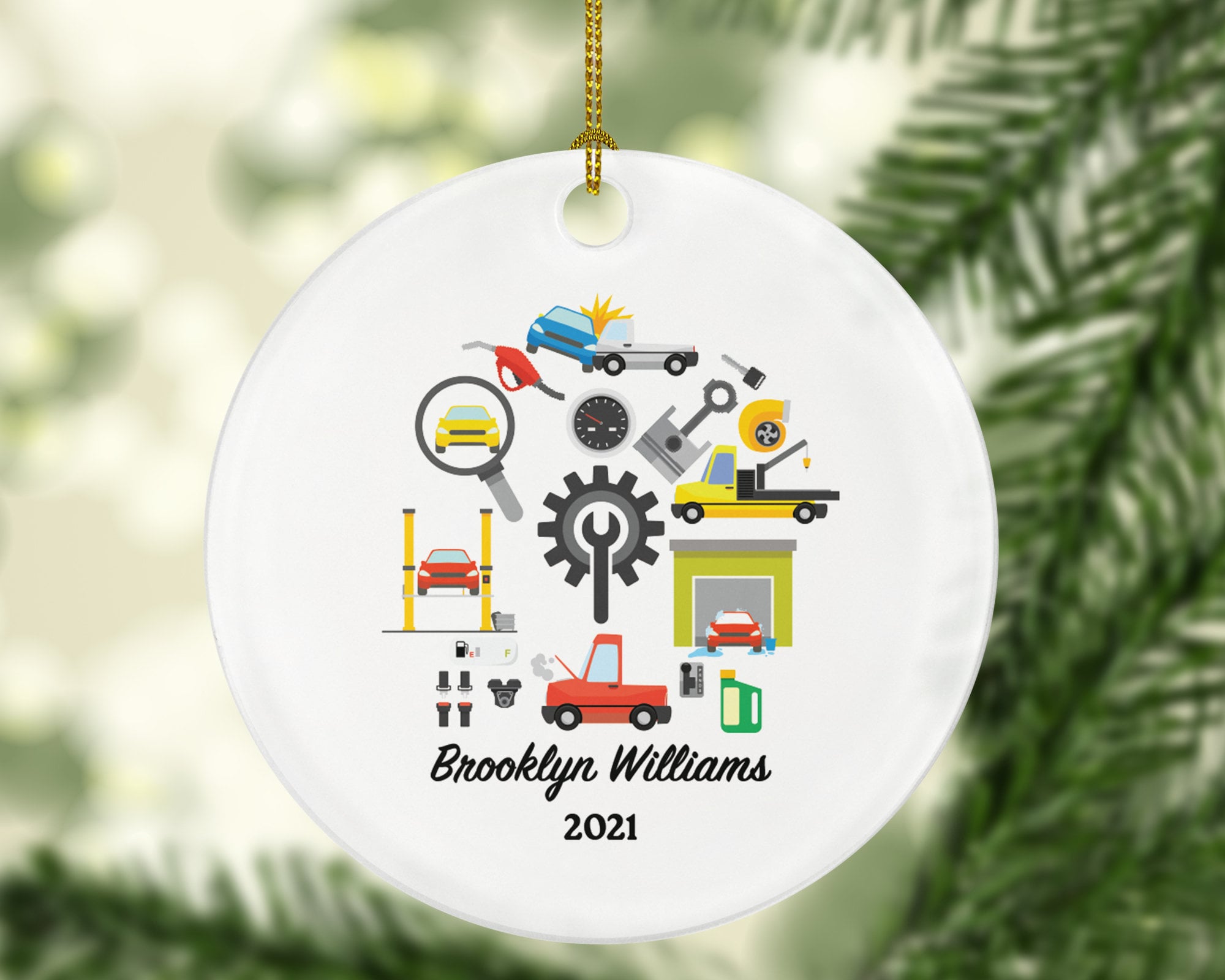 Car Mechanic Repair Man Christmas Ornament Personalized - Mechanical Engineer, Custom Gift for Husband Dad Him