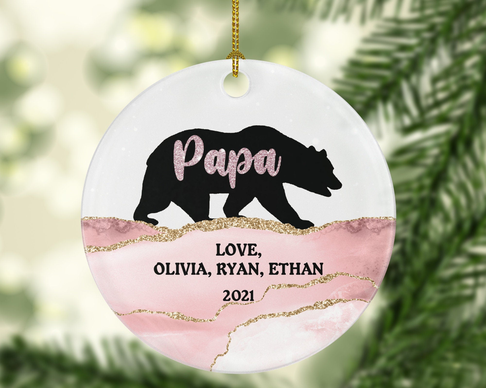 Papa Bear Ornament, Gift for Men, Papa Bear Gift, Father's Day Gift, Christmas Ornament for Dad