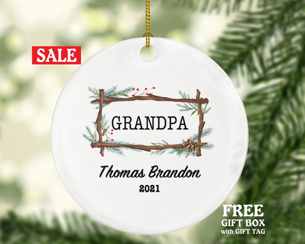 Grandpa Personalized Christmas Ornament - Best Grandpa Ever Custom Gift / G-pa gift from Grandchild