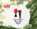 Our First Christmas as Mr & Mrs Married Couple Christmas Ornament Personalized - Newlywed Mr. and Mrs. Gift, Roses and Heart Balloons Couple
