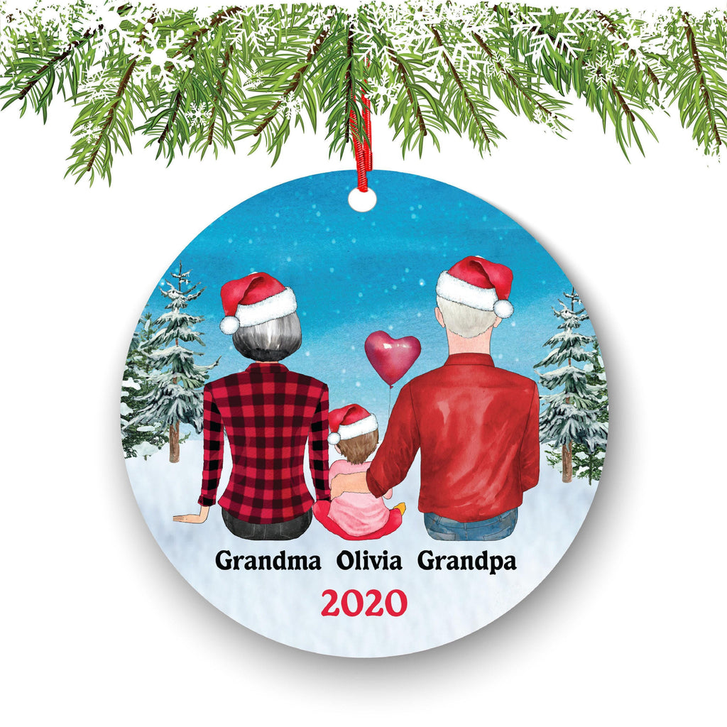 Grandparents Christmas Ornament: Personalized Baby Boy or Girl - Ceramic