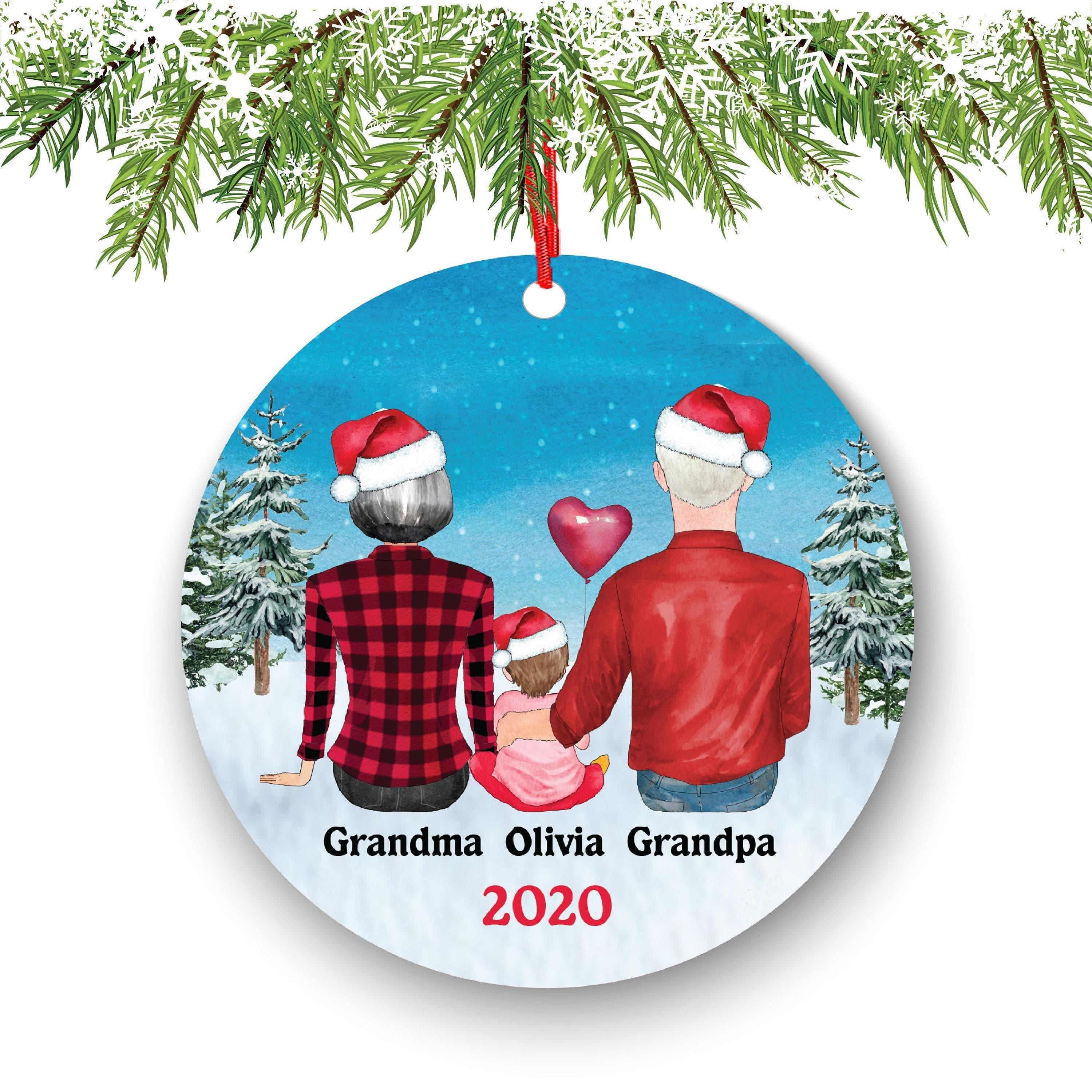 Grandparents Christmas Ornament: Personalized Baby Boy or Girl - Ceramic