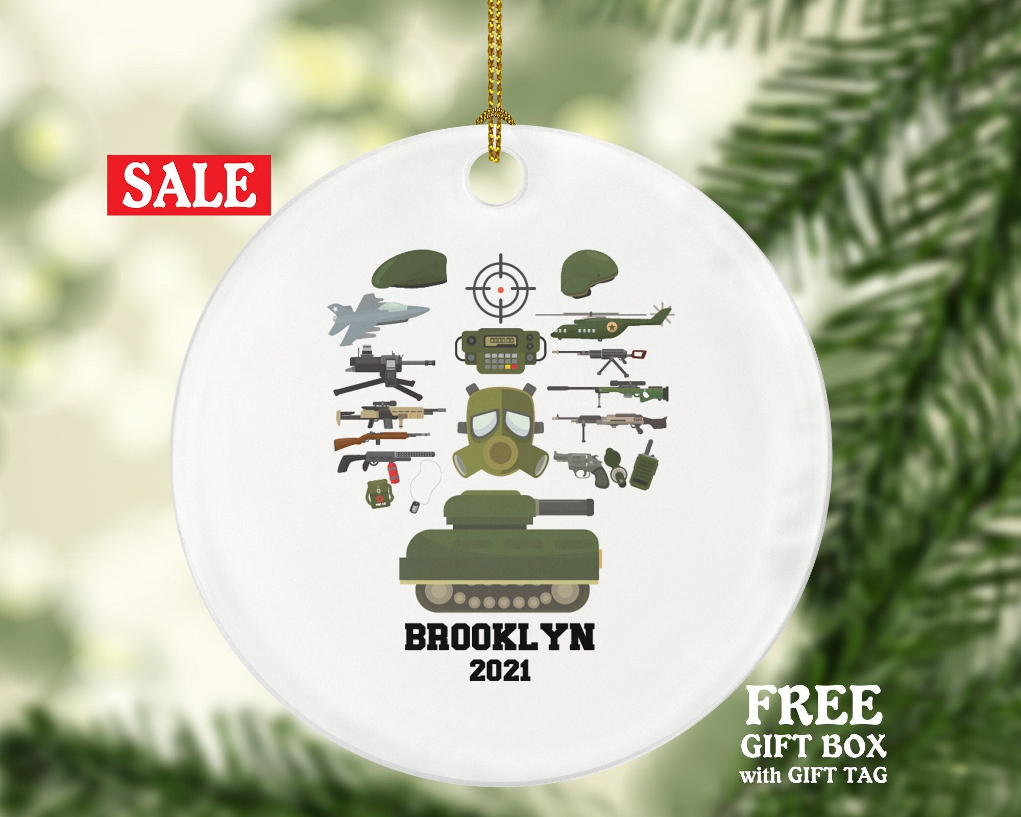 Military Christmas Ornament Personalized, Custom Military Service Army for Holiday, Soldier, Gift for Military Soldier