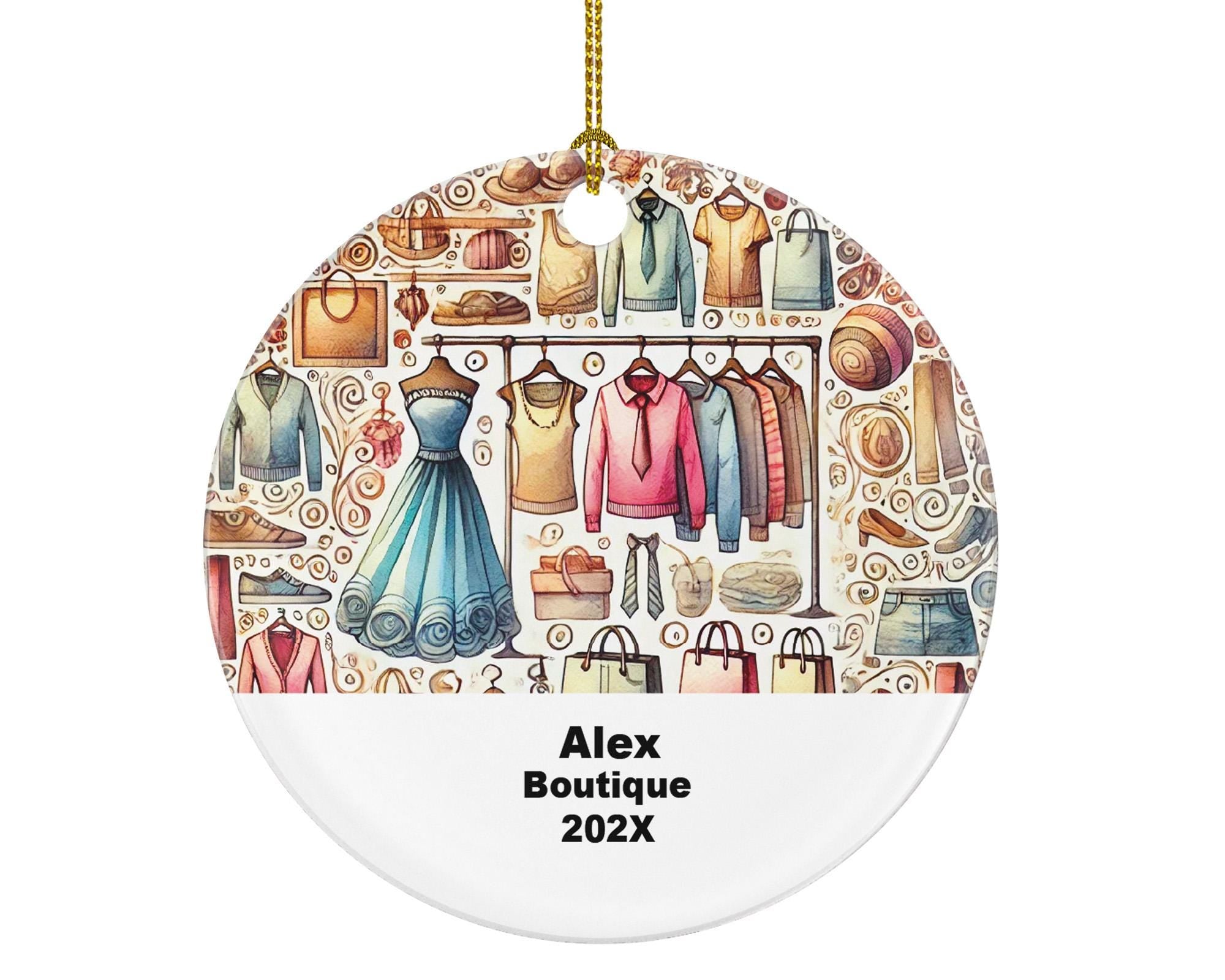 Personalized Boutique Ornament – Custom Shop Owner Gift – Fashion Store Ornament with Name and Year