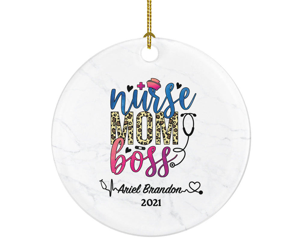 Nurse Mom Boss Christmas Ornament Personalized - Nursing Registered Nurse Health Worker Gift from Patient for Nurse RN Custom Medical