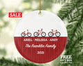 Personalized Family of 3 Christmas Ornament - Bicycle Bike Customized Holiday Gift Custom Names Outdoor Activity Mother Father Child
