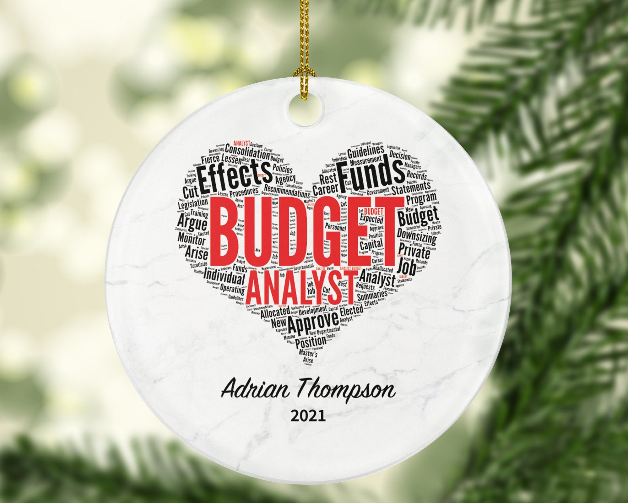 Budget Analyst Christmas Ornament Personalized - Budget Analysis Custom Gift