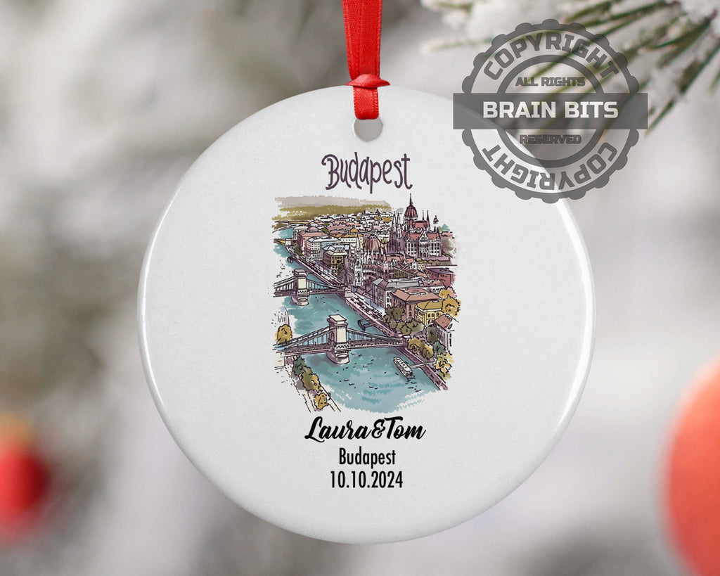 Budapest, Hungary, Ornament, Engagement, Married, Travel, Gift for Engaged Couple, Engagement Gift, Trip, Vacation Souvenir