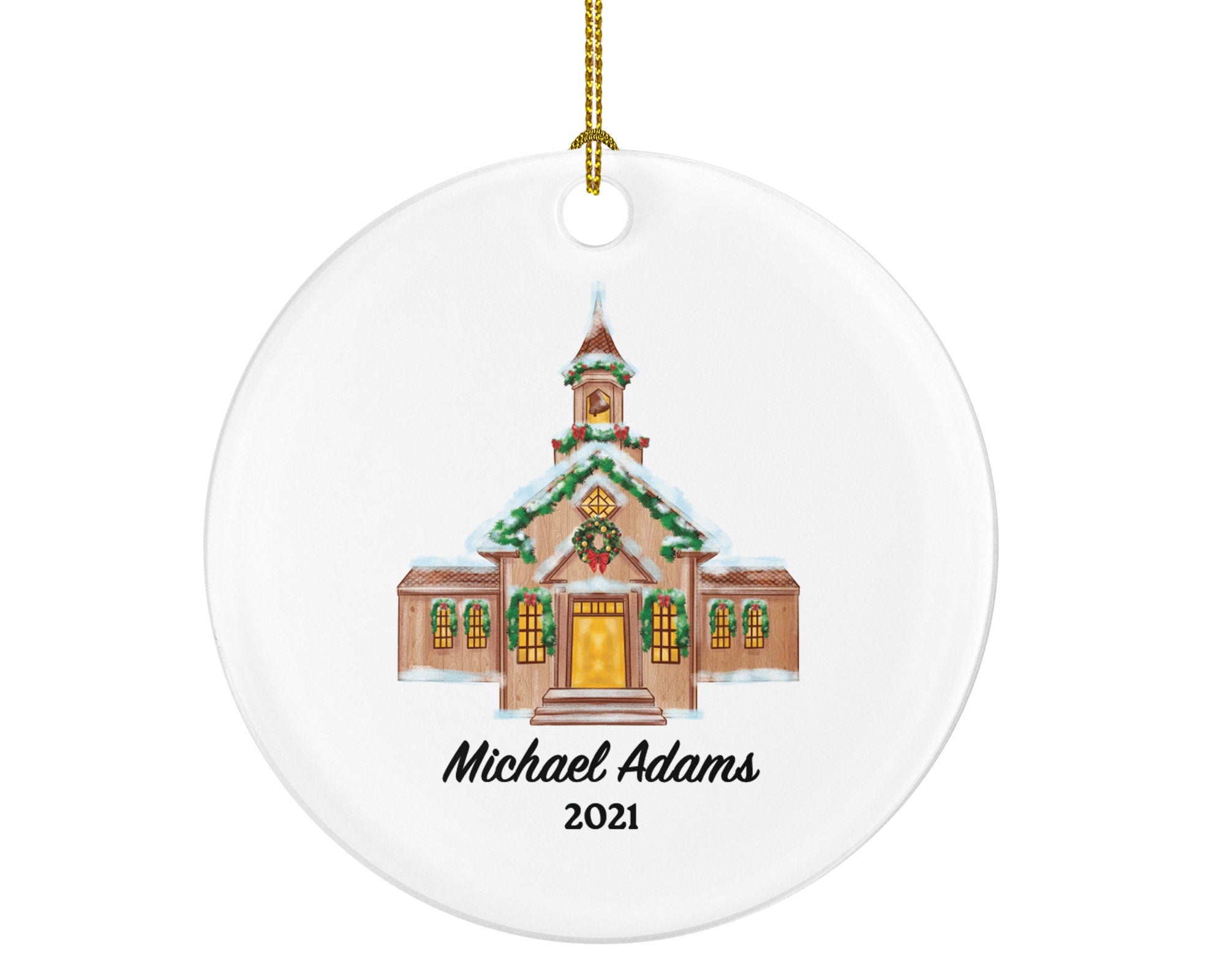 Church Christmas Ornament Personalized - Christian Gift - Custom Name Year