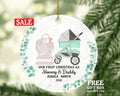 First Christmas as Mommy and Daddy Ornament - New Baby Girl Boy Parents Mother Father Mom Dad Gift Kid Child Infant Our Family of 3