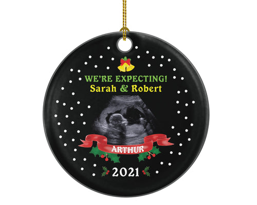 Baby's First Selfie Sonogram Photo Pregnancy Announcement Ornament We're Were Expecting Christmas New Baby Girl Boy Pregnant Parents Gift
