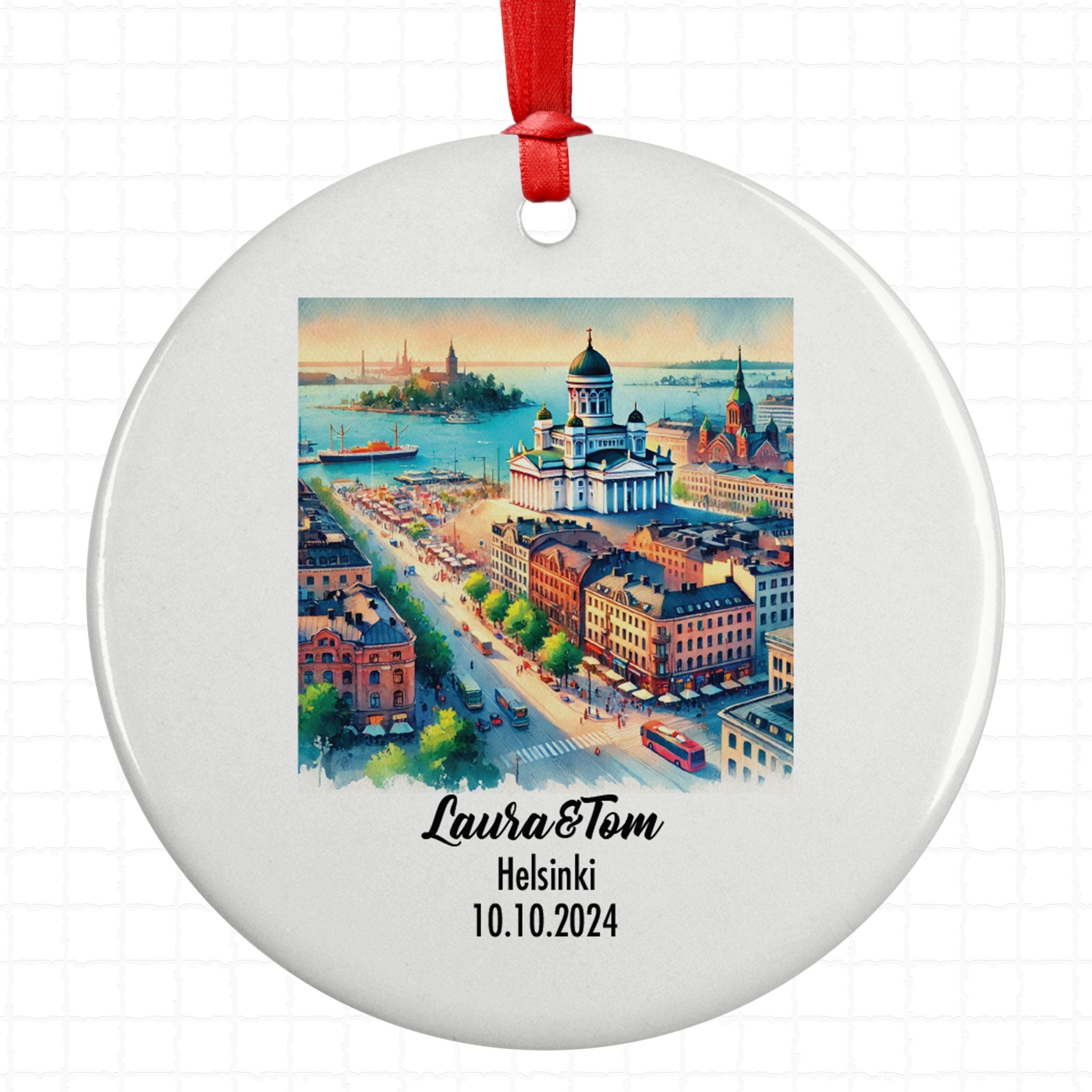 Helsinki, Finland, Ornament, Engagement, Married, Travel, Gift for Engaged Couple, Engagement Gift, Trip, Vacation Souvenir