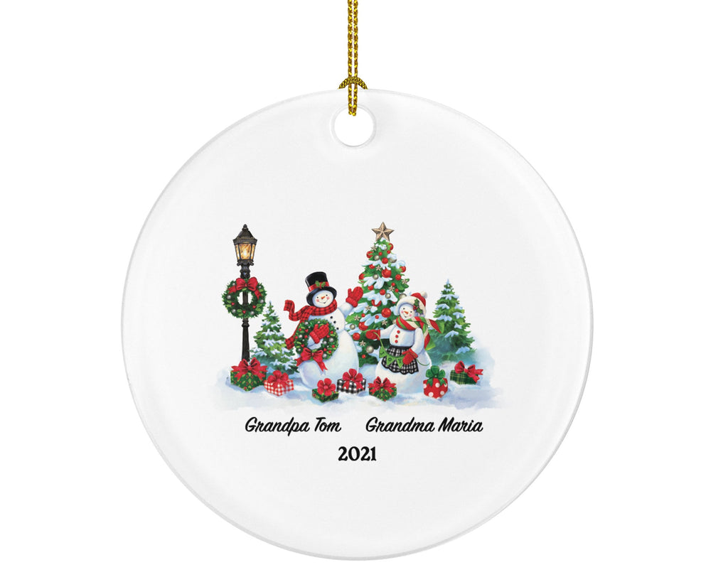 Grandparents Christmas Ornament Personalized, Grandma and Grandpa Custom Gift with Names and Year