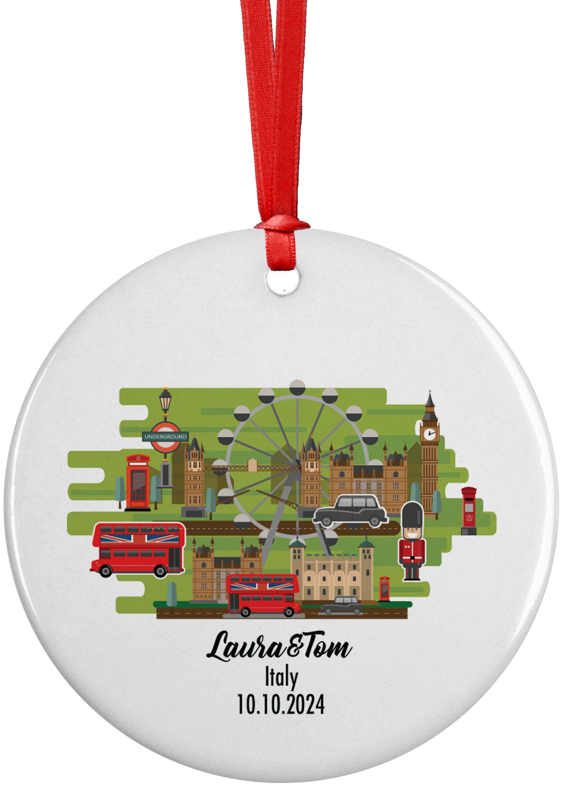 London Cultural Map, Ornament, Engagement, Married, Travel, Gift for Engaged Couple, Engagement Gift, Trip, Vacation Souvenir