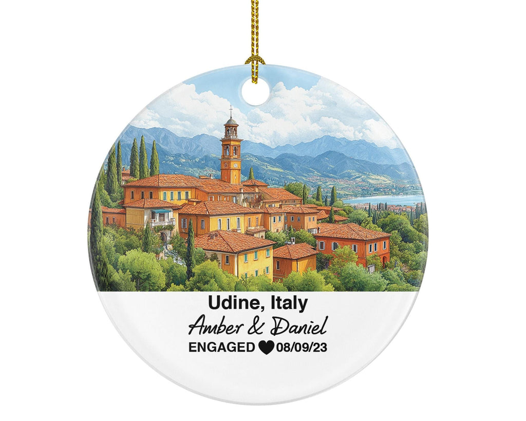 Custom Italy Udine Christmas Ornament, Piazza della Libertà, Personalized Couple Gift, Celebrate Wedding, Engagement, Honeymoon