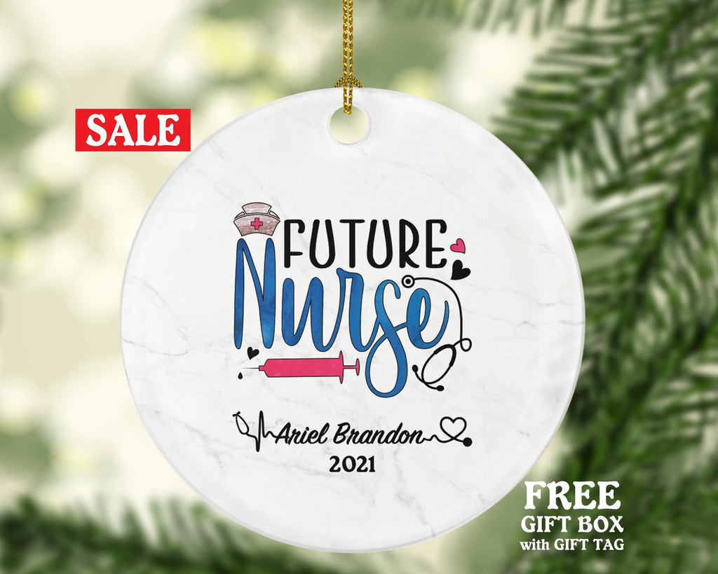 Future Nurse Christmas Ornament Personalized - Nurse Student Custom Gift Graduation Gift for Graduate Nursing School Student