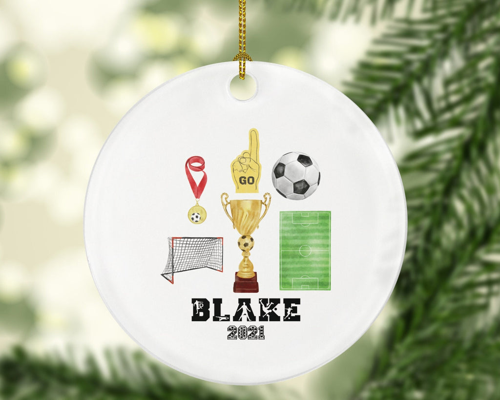 Playing Soccer Christmas Ornament - Goal Keeper Saver Coach Team Player Personalized Gift Gamer Sports Match Senior Custom Ball Kick