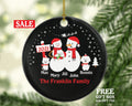 Personalized Family of 3 Ornaments with Cat Dog Pet, Personalized Christmas Ornament, 3 snowmen, Snowman Family, Family of 3, Newborn