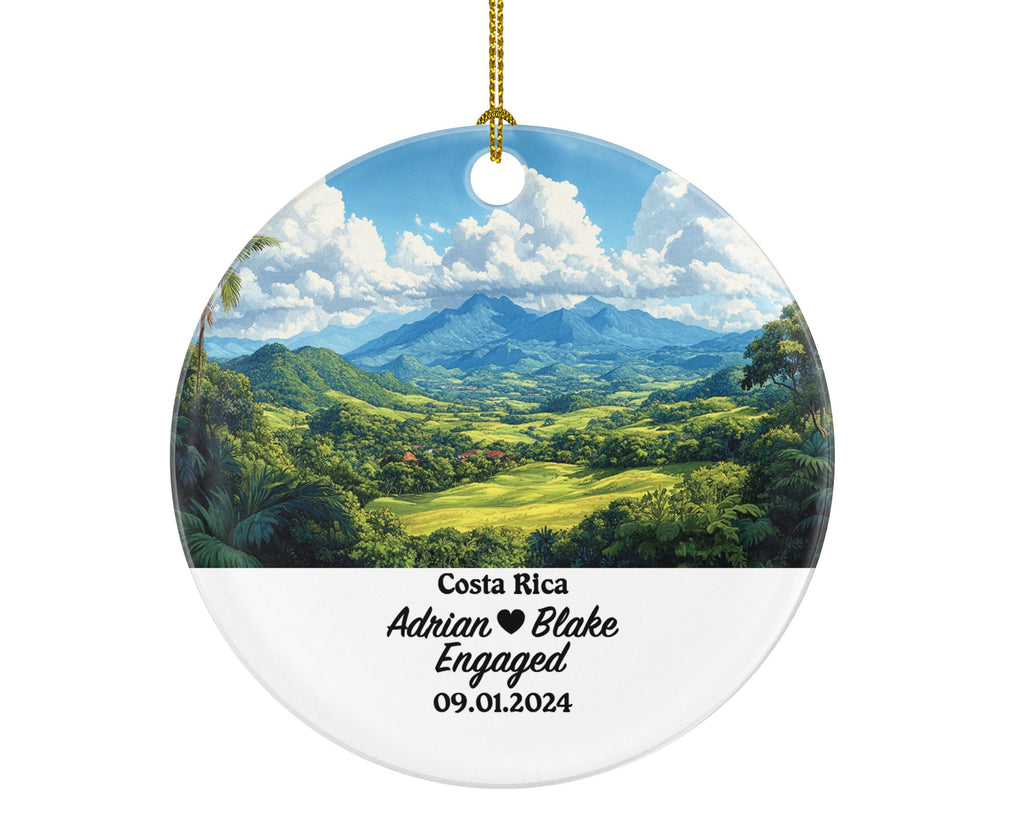 Costa Rica Christmas Ornament Personalized - Engaged Married Family Together Couple Travel Honeymoon Engagement Marriage
