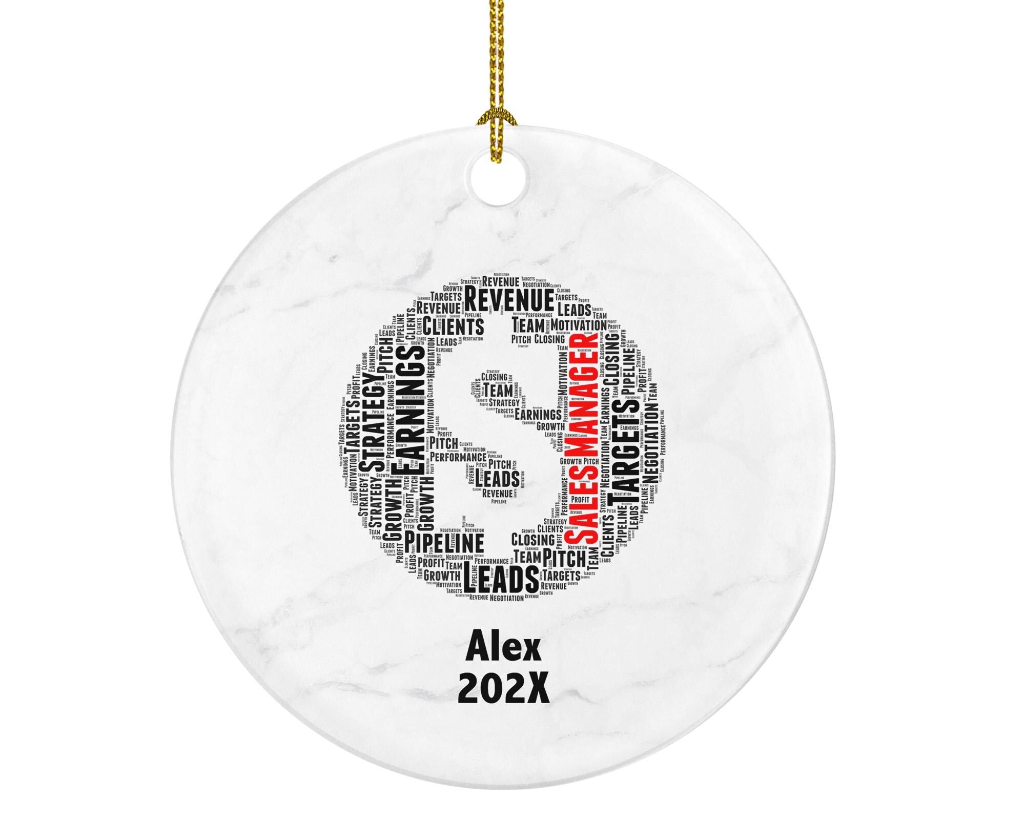 Sales Manager Ornament, Business Leadership Gift, Corporate Office Word Art Ornament, Personalized Porcelain Keepsake