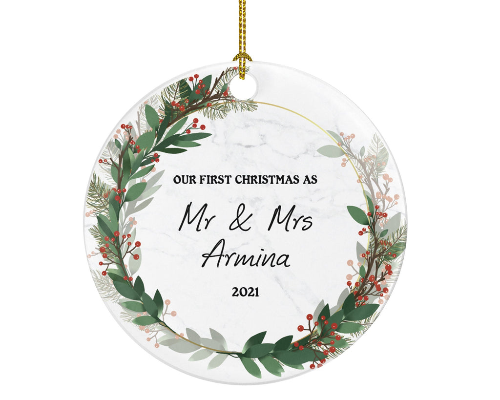First Christmas as Mr & Mrs Married Couple Christmas Ornament Personalized - Newlywed Christmas Couple First Custom Gift