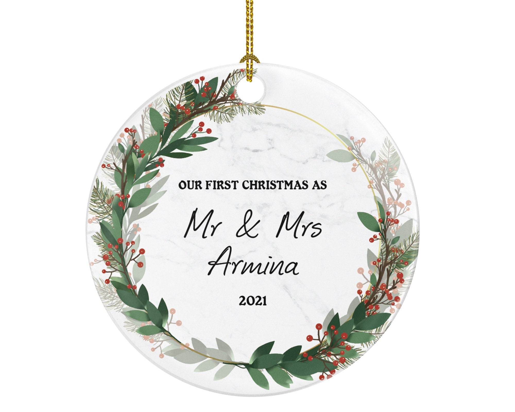 First Christmas as Mr & Mrs Married Couple Christmas Ornament Personalized - Newlywed Christmas Couple First Custom Gift