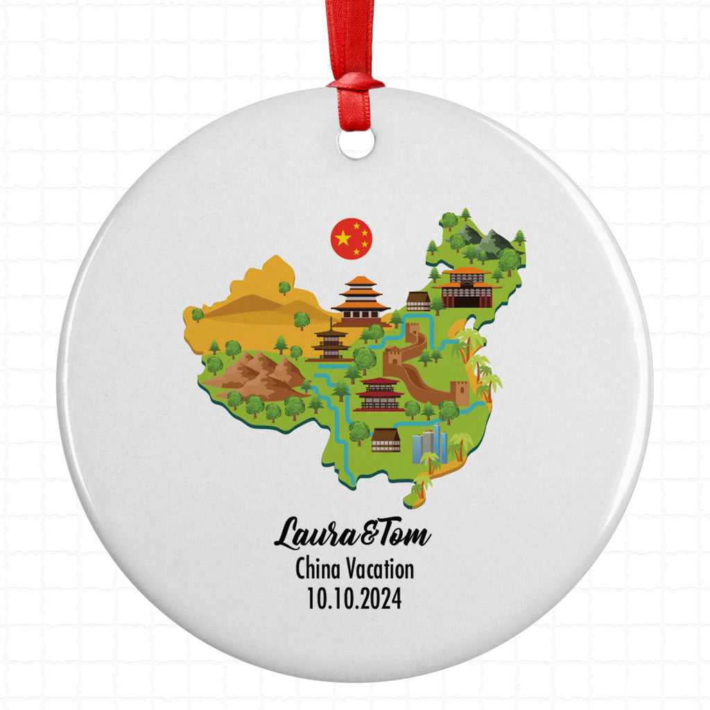 China Cultural Map, Ornament, Engagement, Married, Travel, Gift for Engaged Couple, Engagement Gift, Trip, Vacation Souvenir