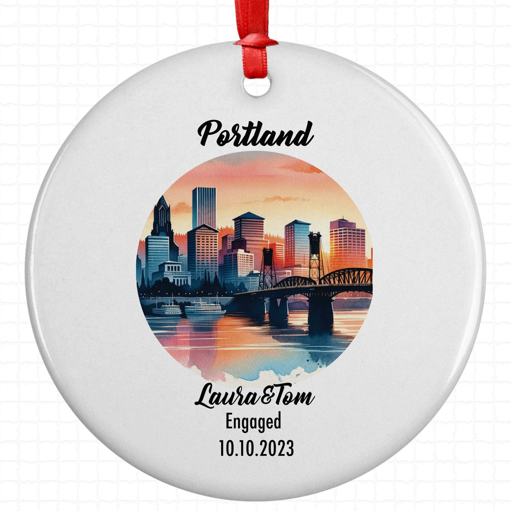 Portland Ornament, Engagement, Married, Travel, Gift for Engaged Couple, Engagement Gift, Trip, Vacation Souvenir