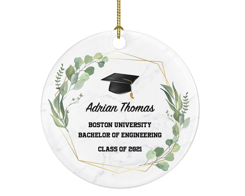 Personalized Graduation Christmas Ornament - Class of Custom Gift for Graduate Masters Bachelor Doctorate College High School Degree