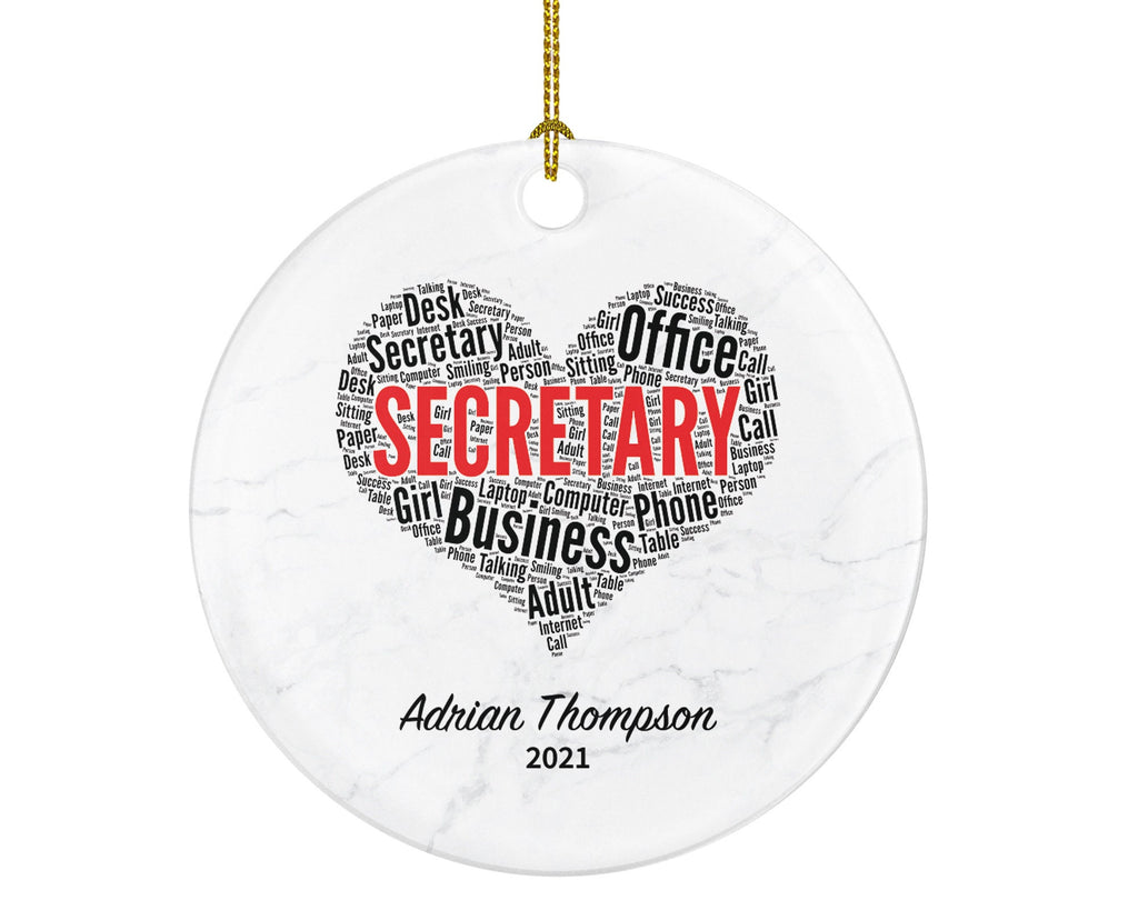 Secretary Christmas Ornament Personalized - Custom Office Secretary Gift - custom Name Year