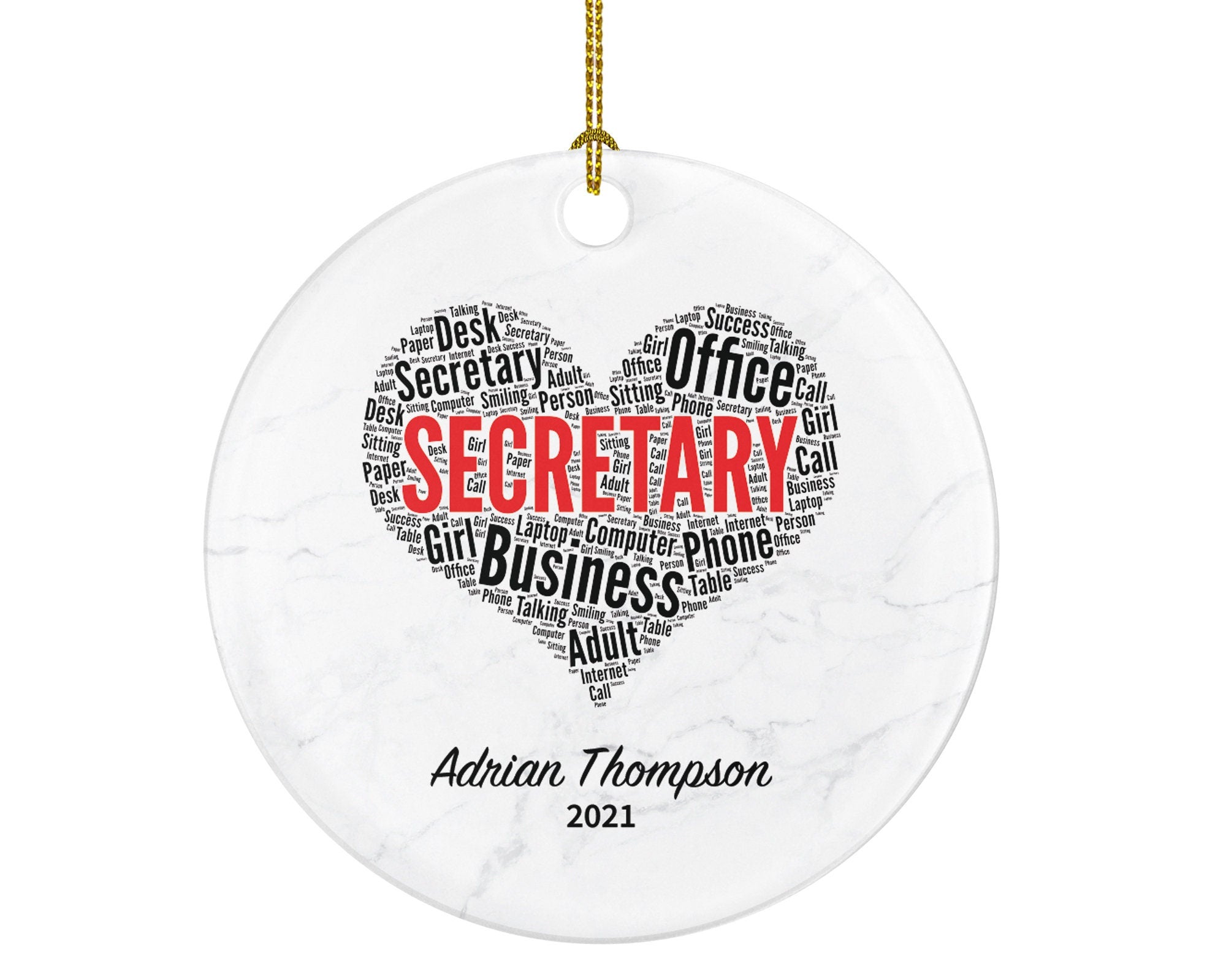 Secretary Christmas Ornament Personalized - Custom Office Secretary Gift - custom Name Year
