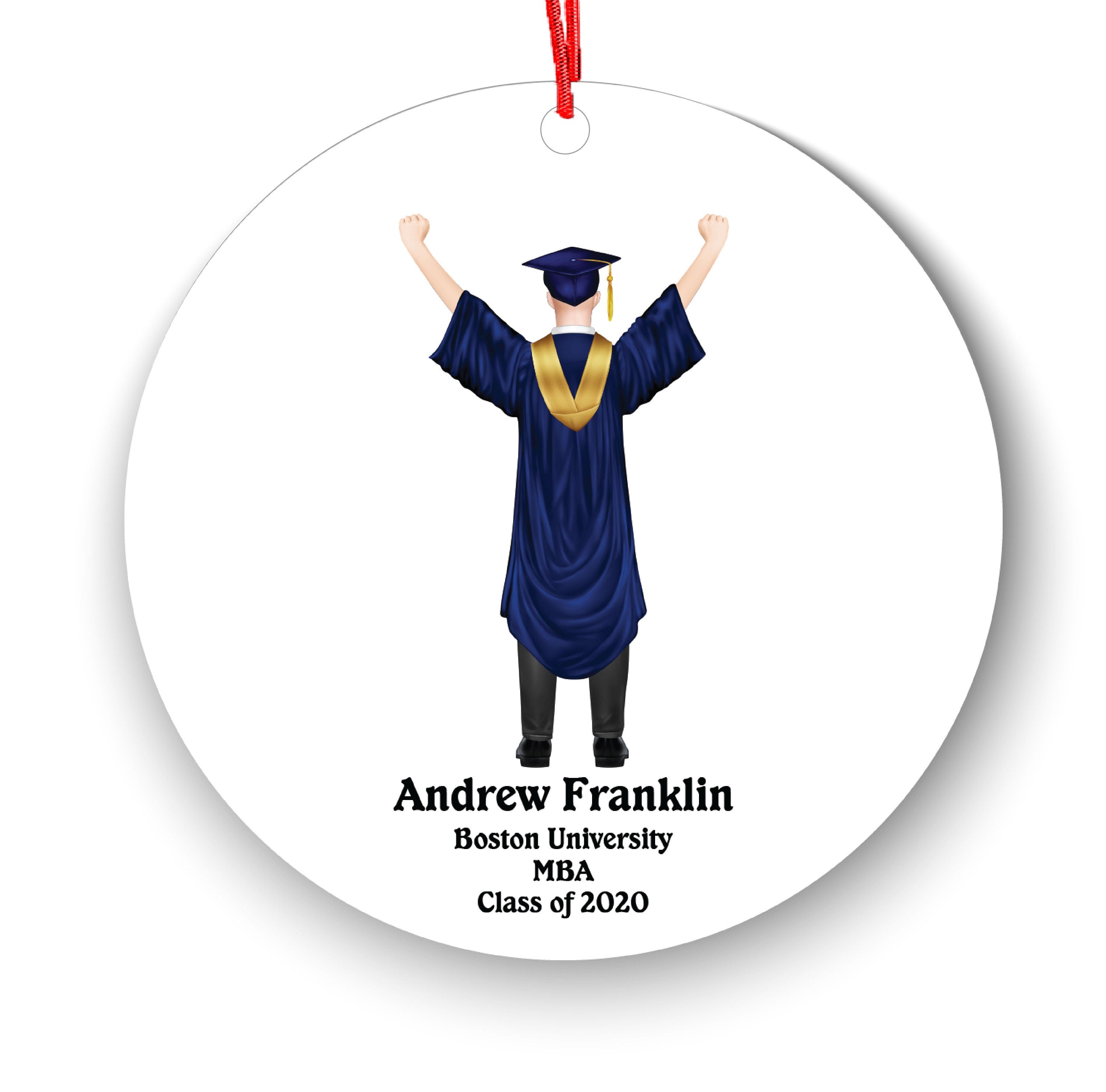 Personalized Graduation Christmas Ornament Class of 2020 2021 for Custom Graduate Male Masters Bachelor Doctorate College High School Degree