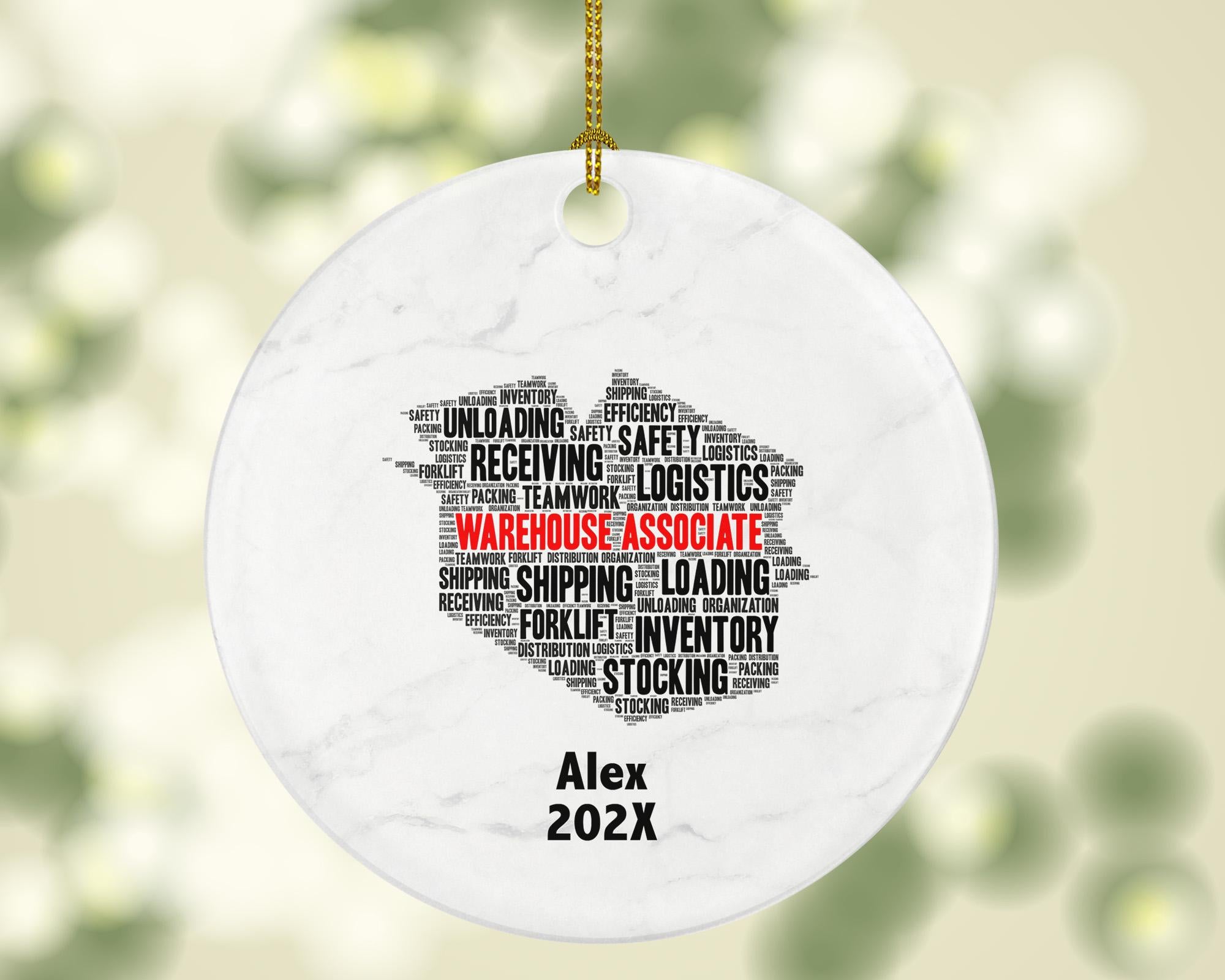 Personalized Warehouse Associate Ornament – Custom Word Art Gift for Workers and Logistics Teams