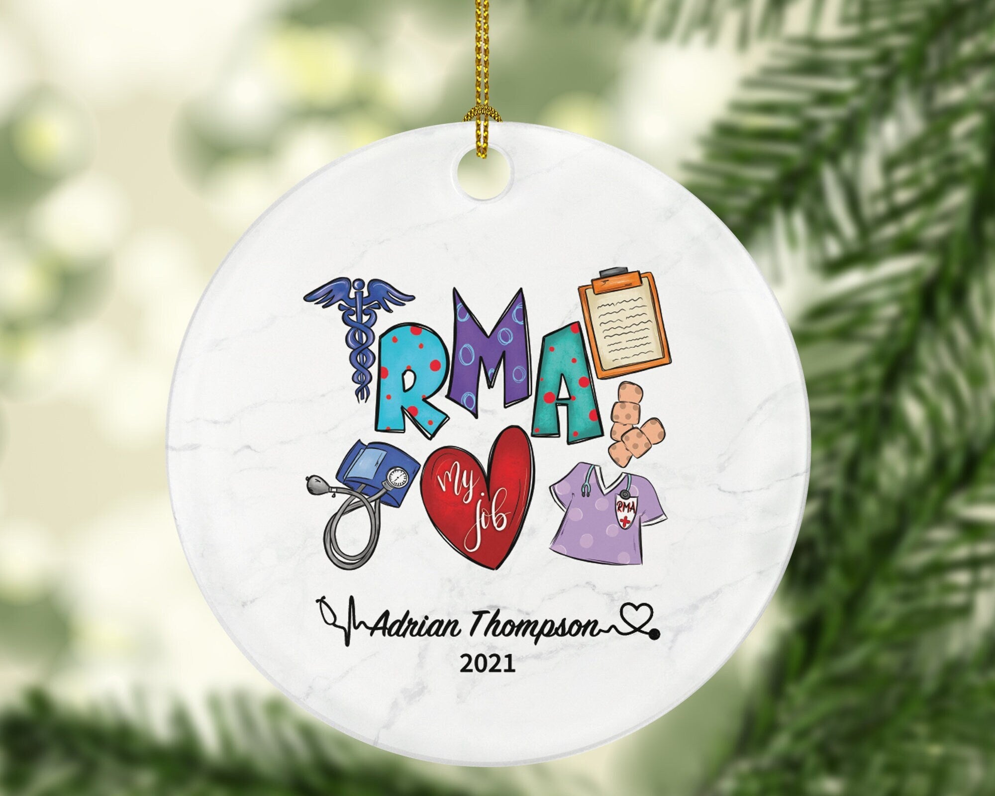 Registered Medical Assistant Christmas Ornament Personalized - RMA, Registered Medical Assistant Gift Health Worker School Graduation Gift