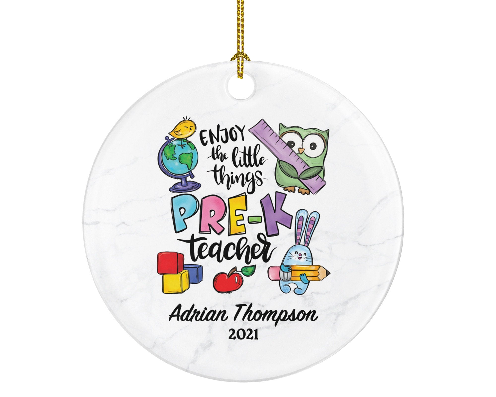 Pre-K Teacher Ornament Personalized - Teaching Custom Gift from Student Appreciation Mr Mrs School Graduate Graduation