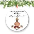 Bridesmaid Proposal Ornament, Personalized Ceramic (Name, Year, Hair Tone)