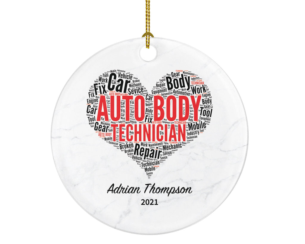Auto Body Technician Christmas Ornament Personalized - Car Mechanic Repair Man Mechanical Custom Gift for Autobody Tech Appreciation