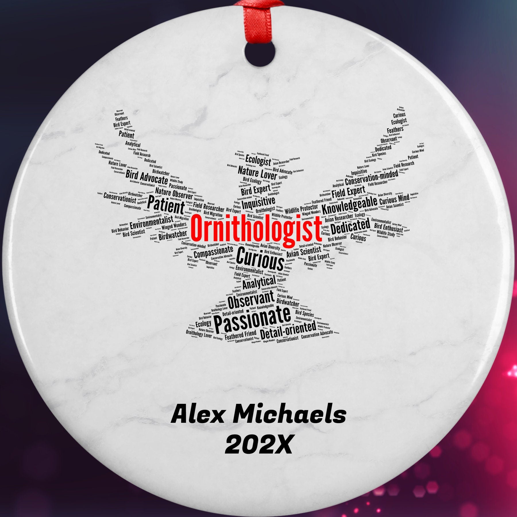 Ornithologist Personalized Christmas Ornament Backup