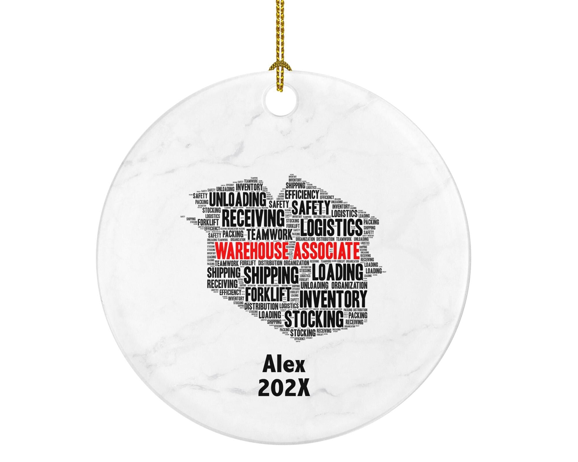Personalized Warehouse Associate Ornament – Custom Word Art Gift for Workers and Logistics Teams