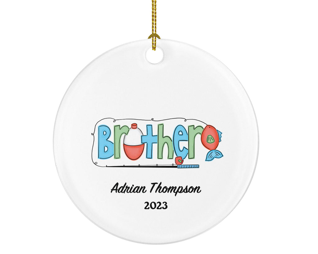 Fisher Brother Christmas Ornament Personalized - Fishing Fisher Fisherman Ornament with Name - Custom Gift for Fisher Bro
