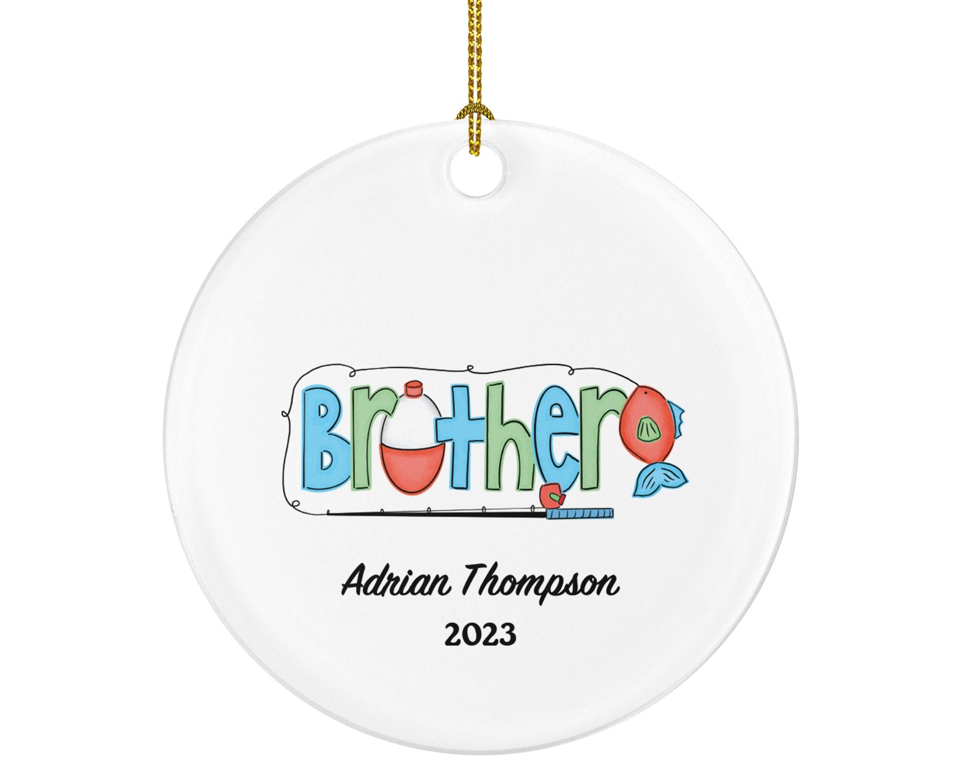 Fisher Brother Christmas Ornament Personalized - Fishing Fisher Fisherman Ornament with Name - Custom Gift for Fisher Bro
