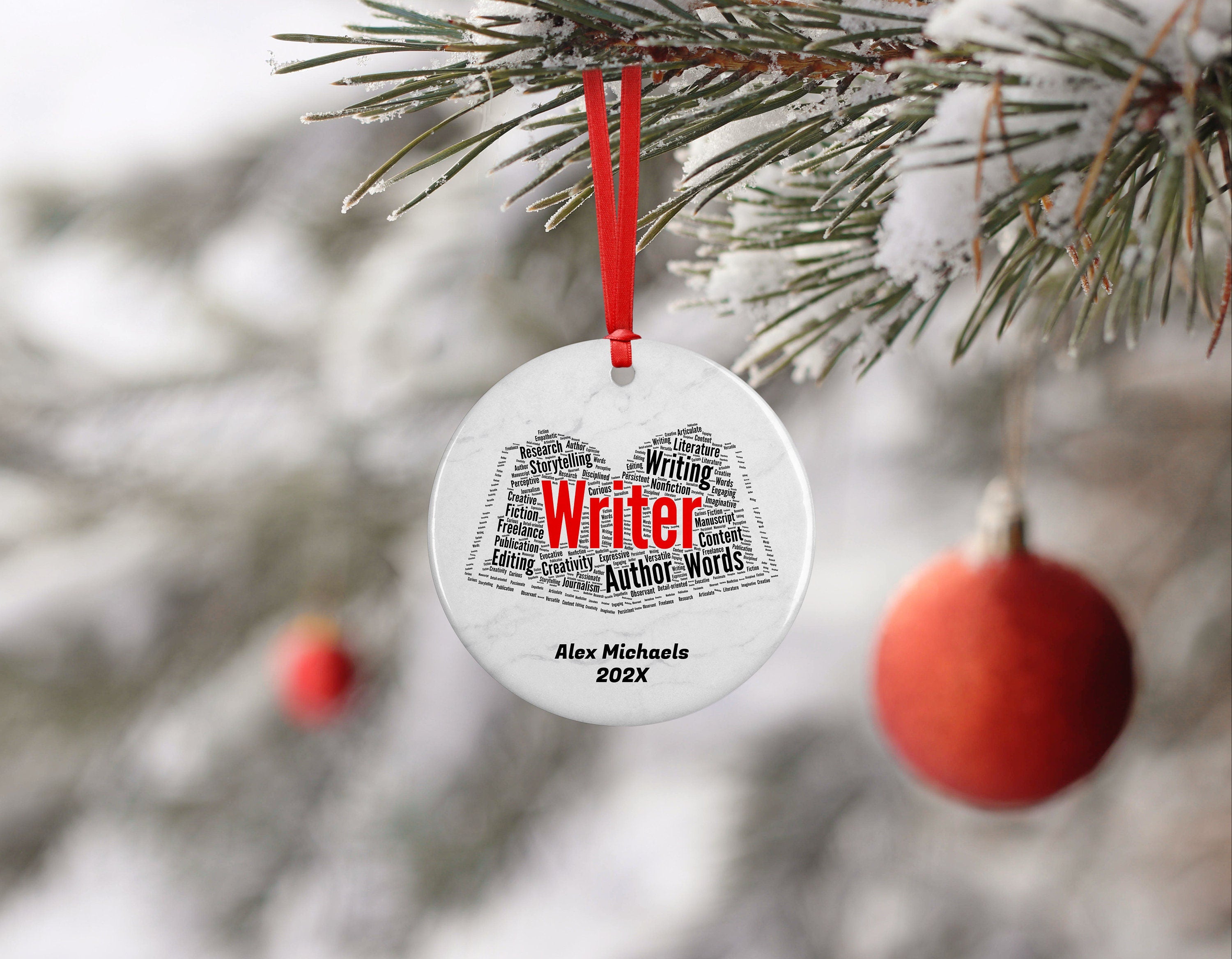 Writer Personalized Christmas Ornament