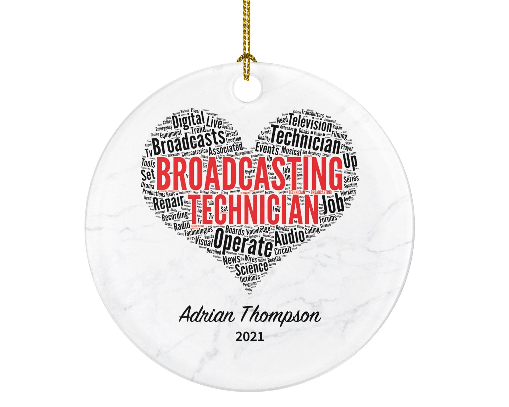 Broadcasting Technician Christmas Ornaments Personalized - Gift for Television Radio Media Tech Worker