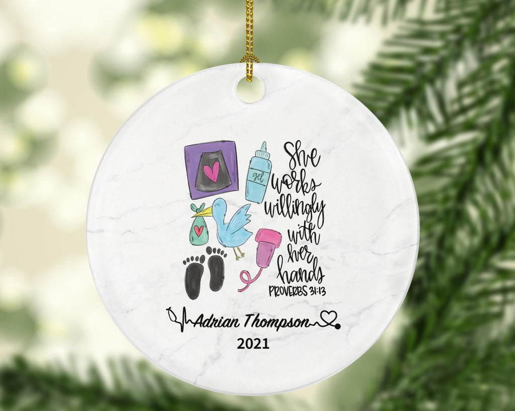 Ultrasound Tech Technician Sonographer Christmas Ornament Personalized - Sonogram Sonography Medical Gift for Female