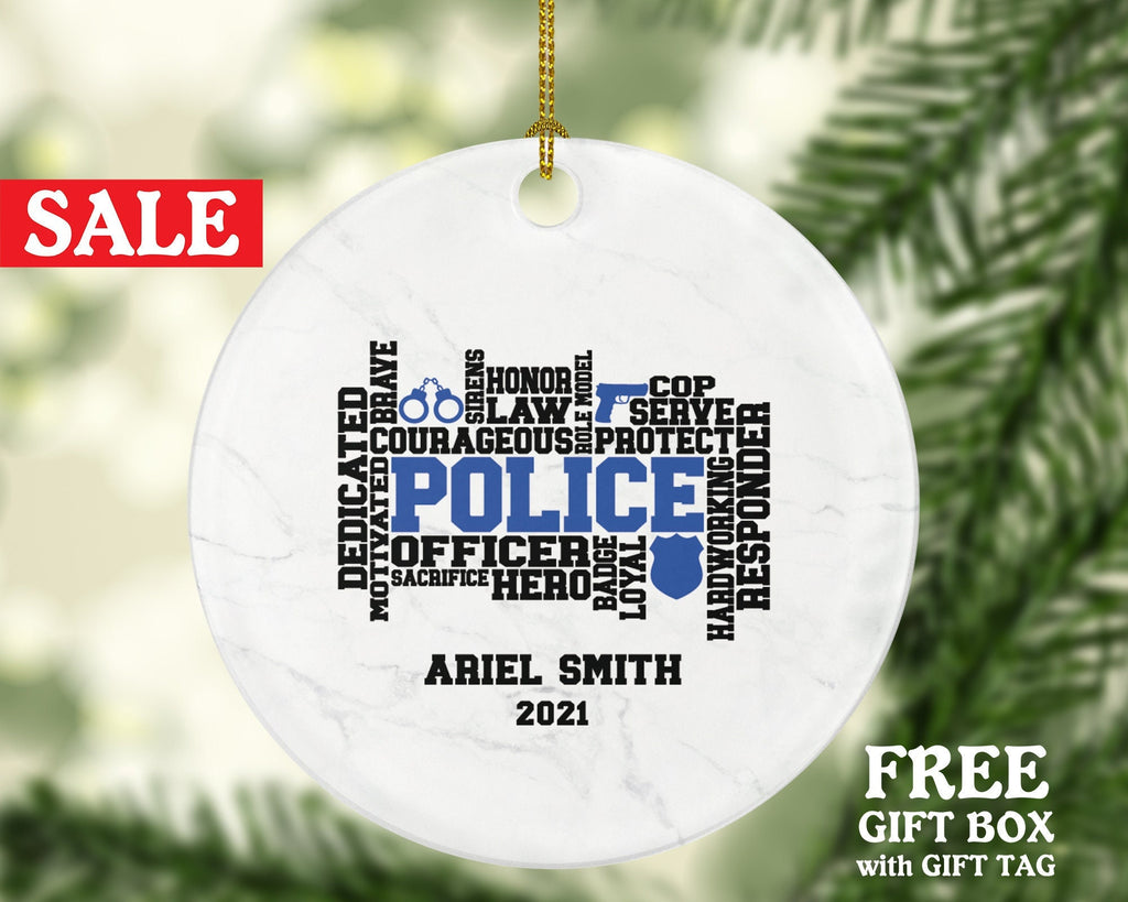 Policeman Christmas Ornament Personalized - Police Team Officer Custom Gift