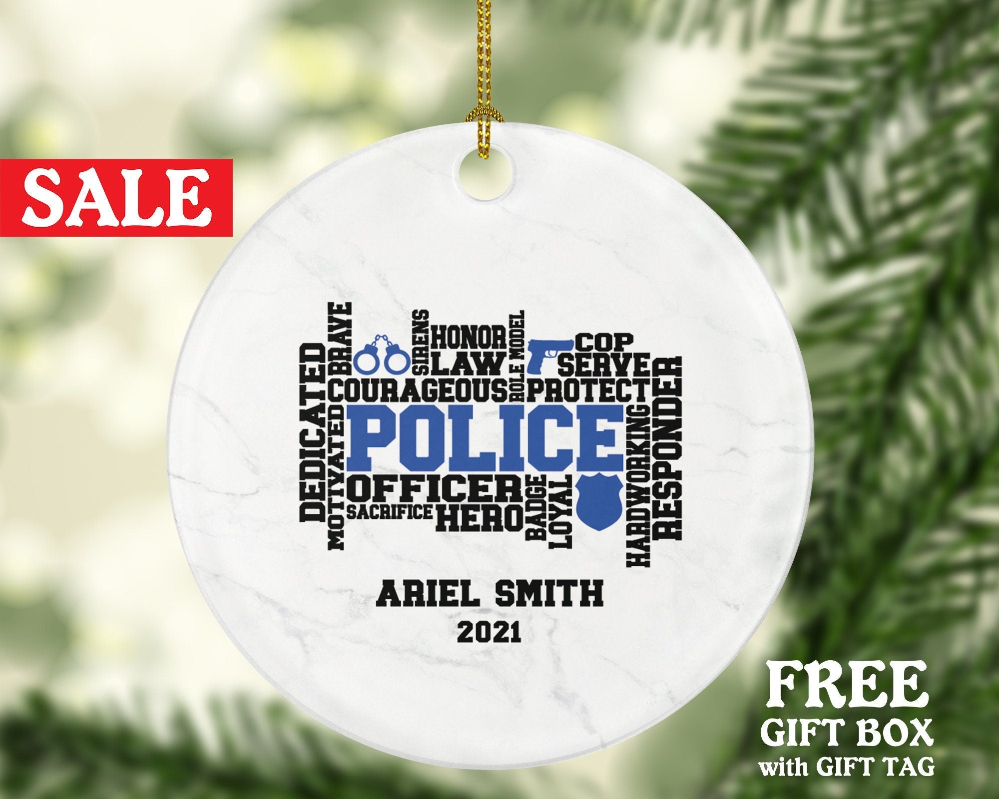 Policeman Christmas Ornament Personalized - Police Team Officer Custom Gift
