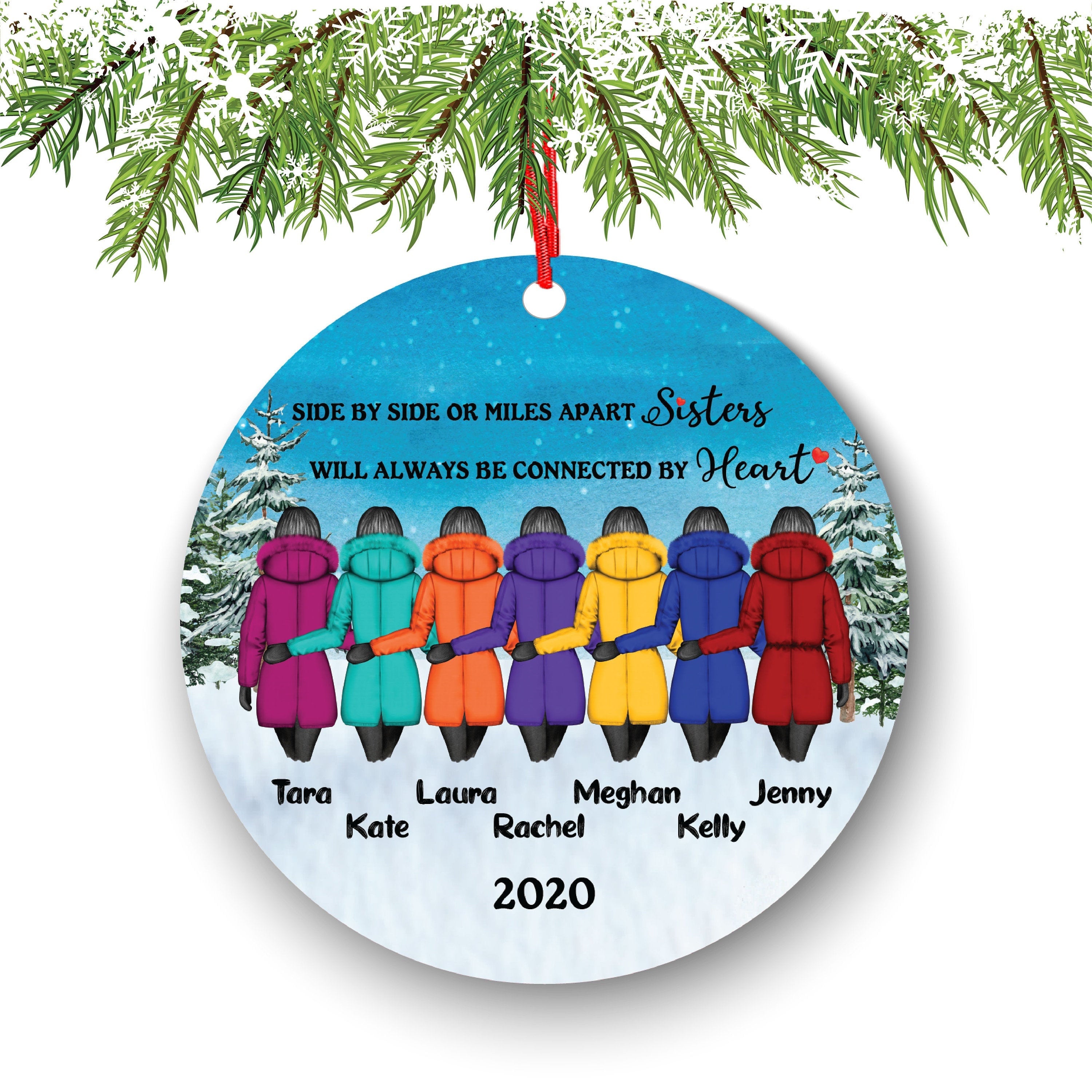 Soul Sisters for 2 3 4 5 6 7 Best Friends Christmas Ornament for Sisters Personalized BFF Gift Personalized Friend Girls Female Besties