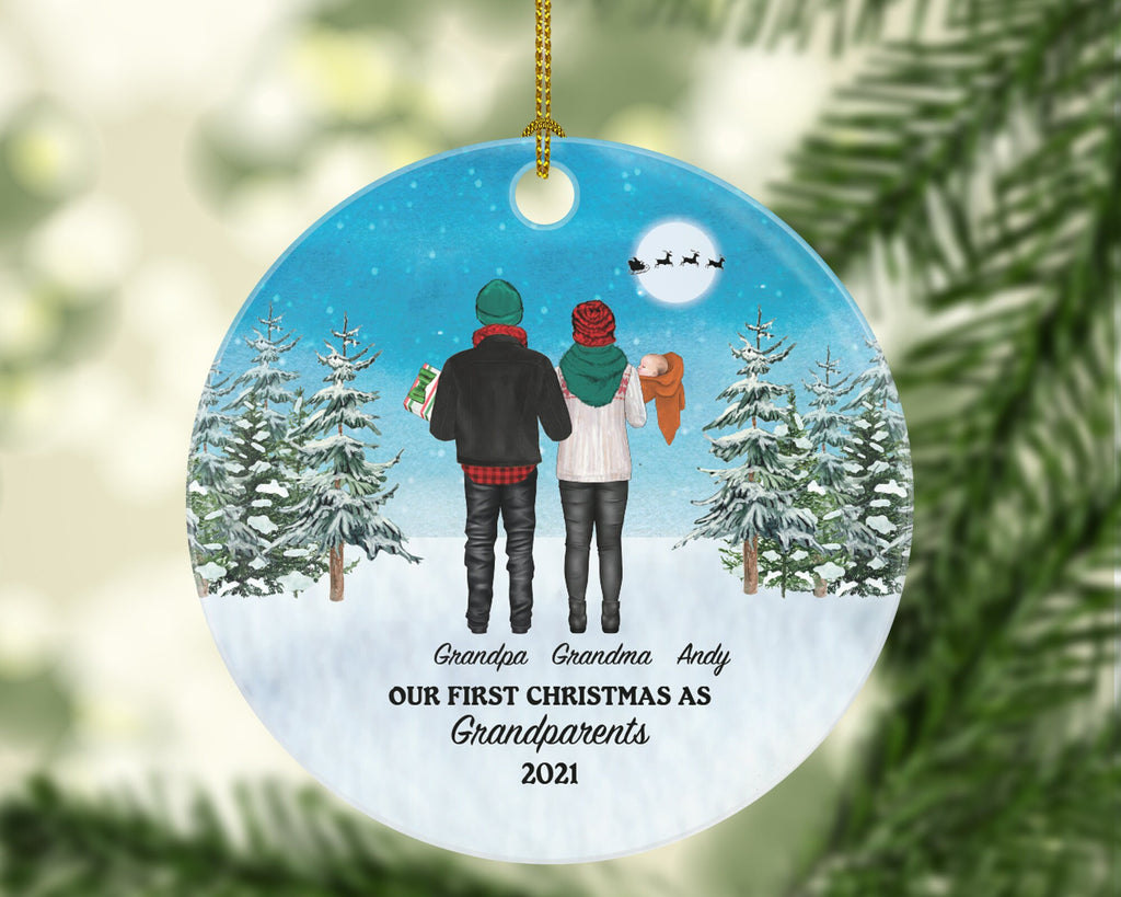 First Christmas As Grandparents Ornament - Personalized New Grandma and Grandpa Gift Newborn Infant Baby Gift