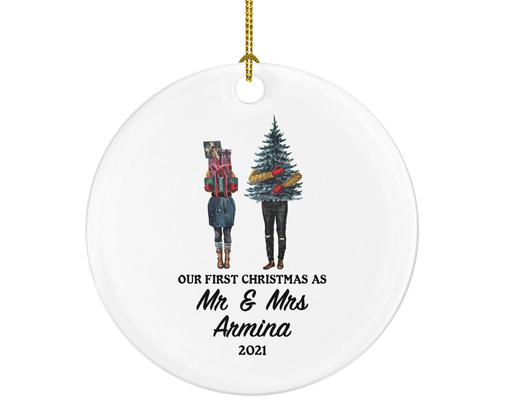 First Christmas as Mr & Mrs Married Couple Christmas Ornament Personalized - Newlywed Christmas Couple First Gift