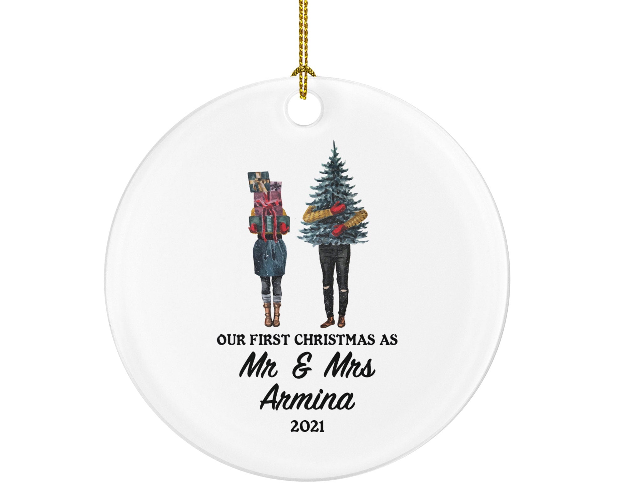 First Christmas as Mr & Mrs Married Couple Christmas Ornament Personalized - Newlywed Christmas Couple First Gift